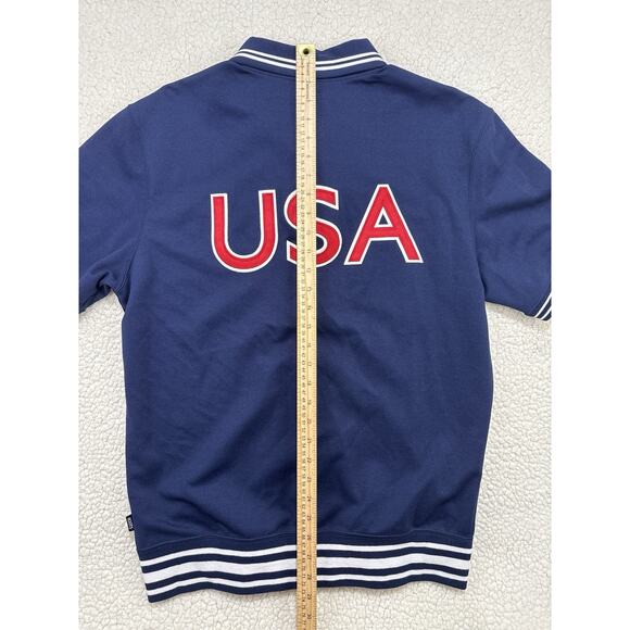 NWT Roots USA Shirt L Blue Olympics 04 Warm Up Snap Short Sleeve Team Button Up - Picture 9 of 9